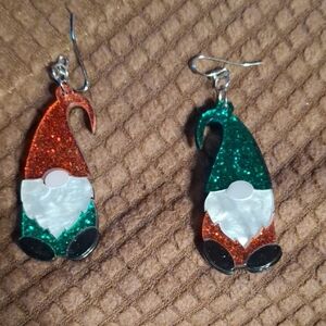Festive Gnome Earrings with Glitter